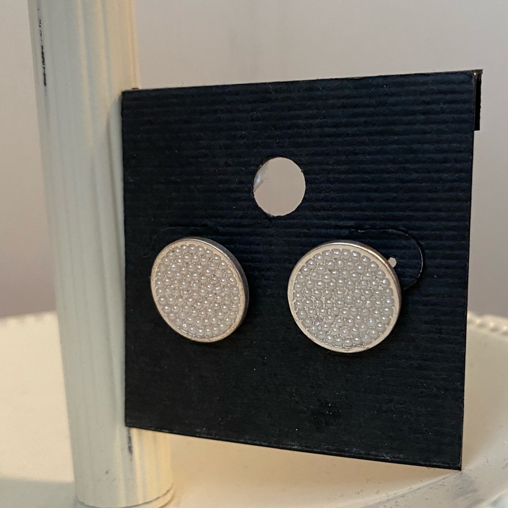silver beaded stud earrings